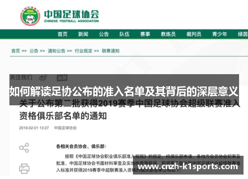 如何解读足协公布的准入名单及其背后的深层意义